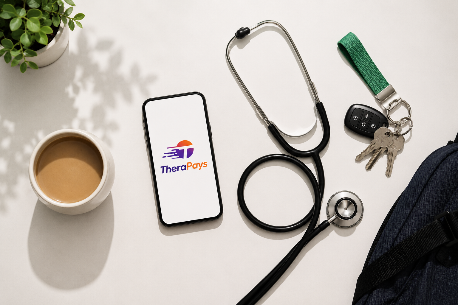 TheraPays app shown with clinician essentials